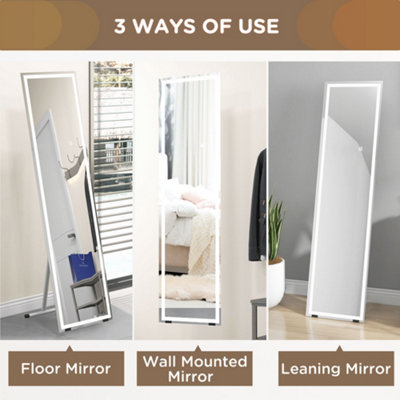 HOMCOM LED Lighted Full Length Mirror Dimmable Full Size Body Mirror for Bedroom