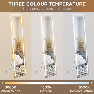 HOMCOM LED Lighted Full Length Mirror Dimmable Full Size Body Mirror for Bedroom