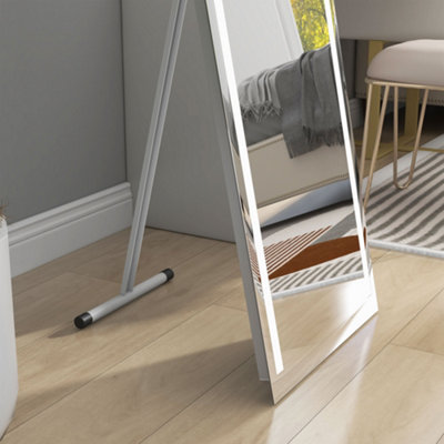 HOMCOM LED Lighted Full Length Mirror Dimmable Full Size Body Mirror for Bedroom