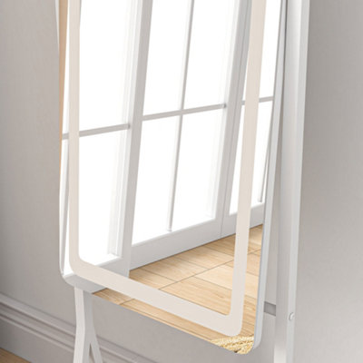 HOMCOM LED Lighted Full Length Mirror, Floor Standing Mirror with Storage Shelf