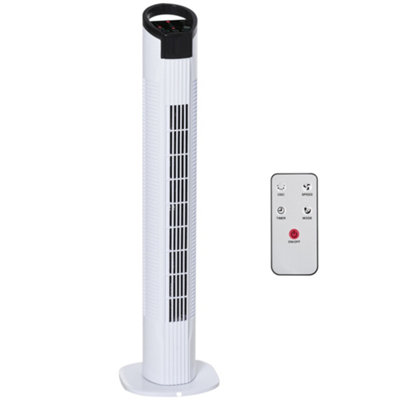 HOMCOM  LED Tower Fan with 70 degree Oscillation 3 Speed 3 Mode Black and White