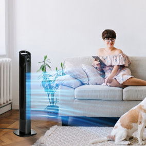 HOMCOM LED Tower Fan with 70 Degree Oscillation 3 Speed 3 Mode Black