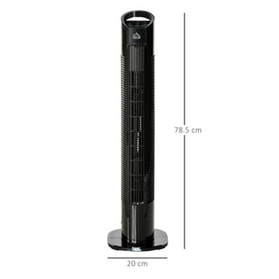 HOMCOM LED Tower Fan with 70 Degree Oscillation 3 Speed 3 Mode Black