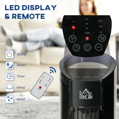 HOMCOM LED Tower Fan with 70 Degree Oscillation 3 Speed 3 Mode Black