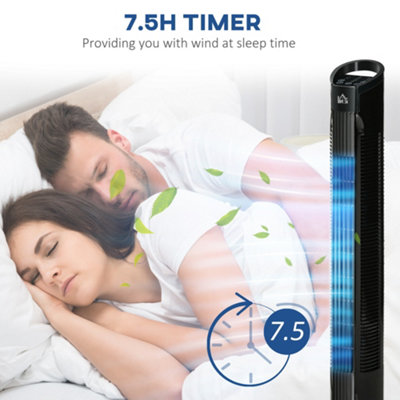 HOMCOM LED Tower Fan with 70 Degree Oscillation 3 Speed 3 Mode Black