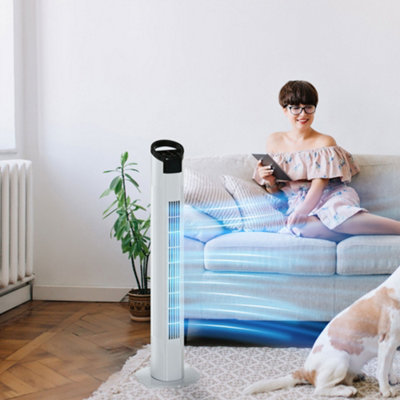 HOMCOM LED Tower Fan with Oscillation 3 Speed 3 Mode Black and White