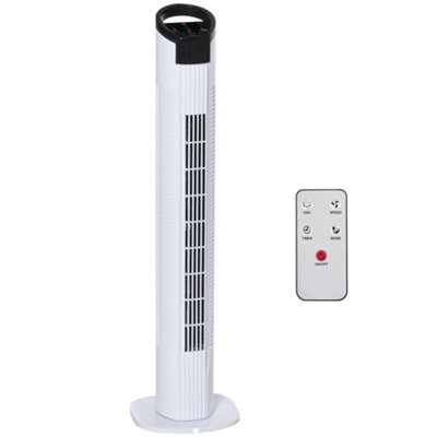 HOMCOM LED Tower Fan with Oscillation 3 Speed 3 Mode Black and White
