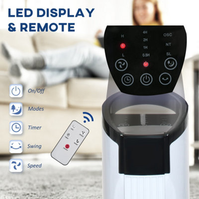 HOMCOM LED Tower Fan with Oscillation 3 Speed 3 Mode Black and White