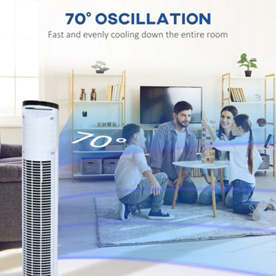 HOMCOM LED Tower Fan with Oscillation 3 Speed 3 Mode Black and White