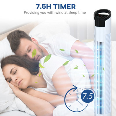 HOMCOM LED Tower Fan with Oscillation 3 Speed 3 Mode Black and White