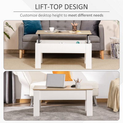 HOMCOM Lift Top Coffee Table w/Storage Compartment, Living Room Center Table