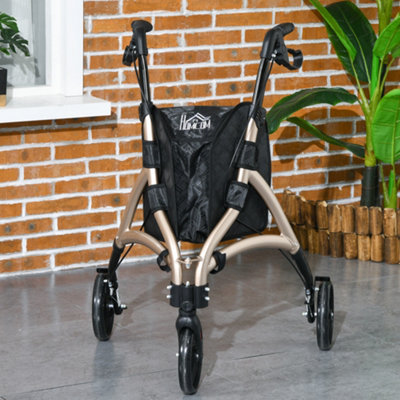 HOMCOM Lightweight Aluminium 3-Wheel Rollator with Adjustable Handle Storage Bag