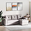 HOMCOM Linen-Look L-Shaped Sofa Bed, Reversible Couch with Storage, Sectional Bed Seat Set Sleeper - Grey