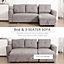 HOMCOM Linen-Look L-Shaped Sofa Bed, Reversible Couch with Storage, Sectional Bed Seat Set Sleeper - Grey