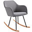 HOMCOM Linen Look Rocking Chair w/ Solid Wood Curved Legs Padded Seat Comfortable High Back, Deep Grey