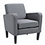 HOMCOM Linen Modern-Curved Armchair Accent Seat w/ Thick Cushion Wood Legs Grey