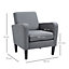 HOMCOM Linen Modern-Curved Armchair Accent Seat w/ Thick Cushion Wood Legs Grey