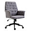 HOMCOM Linen Office Swivel Chair Mid Back Computer Desk with Adjustable Seat, Arm - Grey