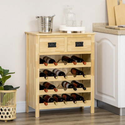HOMCOM Liquor Cabinet Bar with 20-Bottle Wine Racks and Pull-Out Drawers