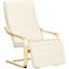 HOMCOM Lounge Chair Recliner Adjustable Footrest Home Cream White