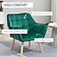 HOMCOM Luxe Velvet-Feel Accent Chair w/ Wide Arms Slanted Back Wood Legs Green