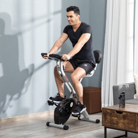 HOMCOM Magnetic Resistance Exercise Bike Foldable LCD Adjustable Seat Grey