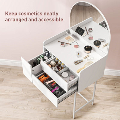 HOMCOM Makeup Vanity Table with Mirror Drawers Modern Dressing Table White