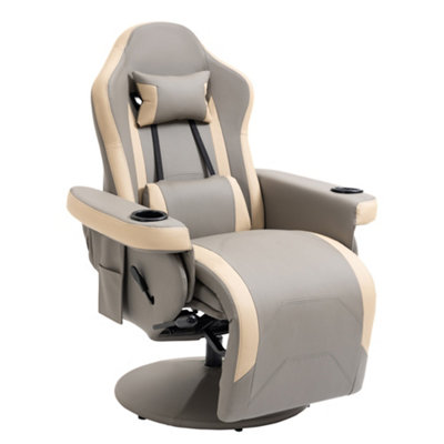 HOMCOM Manual Recliner Armchair PU Leather Lounge Chair with Adjustable Leg Rest, 135 degree Reclining Function