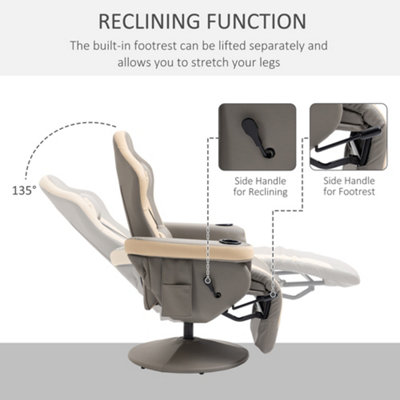 HOMCOM Manual Recliner Armchair PU Sofa Chair w/ Footrest & 135 Reclining