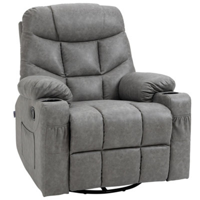 HOMCOM Manual Recliner Chair with Footrest, Cup Holder, Side Pocket, Grey