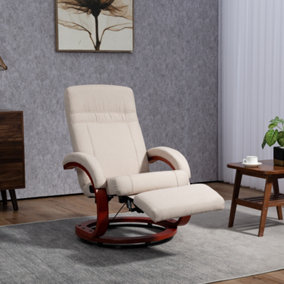 HOMCOM Manual Recliner Swivel Reclining Chair with Footrest Armrests Beige