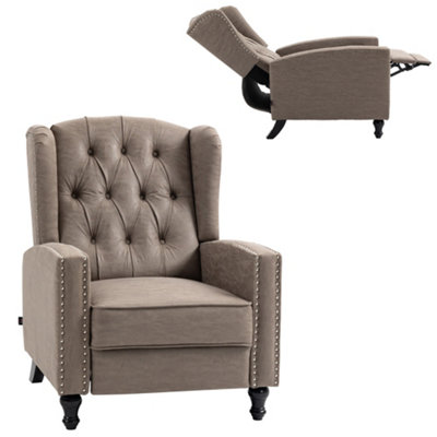 HOMCOM Marble Effect Manual Reclining Armchair w/ Footrest Studs  