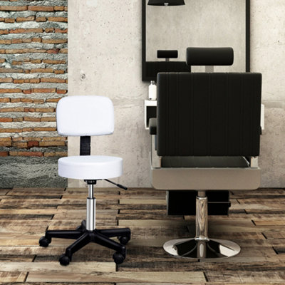 HOMCOM Massage Beauty Salon Spa Chair Stool Swivel Gas Lift Manicure Tattoo Stools  Chair White