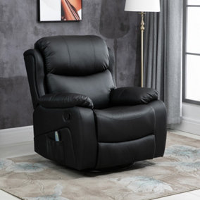 HOMCOM Massage Recliner Chair Manual Reclining Chair with Footrest Remote Black