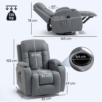 HOMCOM Massage Recliner Chair, Recliner Armchair with 8 Vibration & Heat
