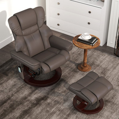 HOMCOM Massage Recliner Chair with Footstool and Adjustable Backrest, Brown