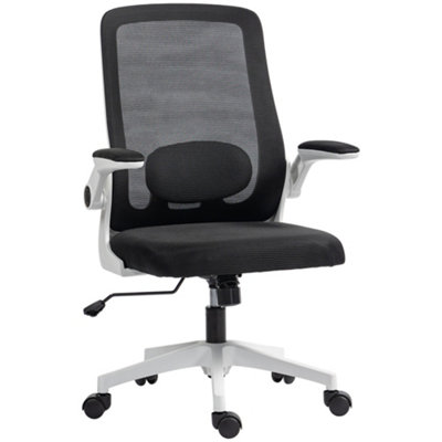 HOMCOM Mesh Desk Chair with Tilt Function, Lumbar Support, Black