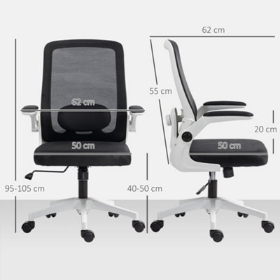 HOMCOM Mesh Desk Chair with Tilt Function, Lumbar Support, Black