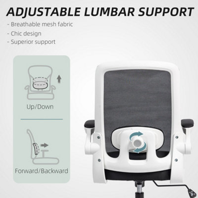 HOMCOM Mesh Desk Chair with Tilt Function, Lumbar Support, Black