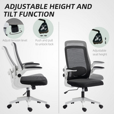 HOMCOM Mesh Desk Chair with Tilt Function, Lumbar Support, Black