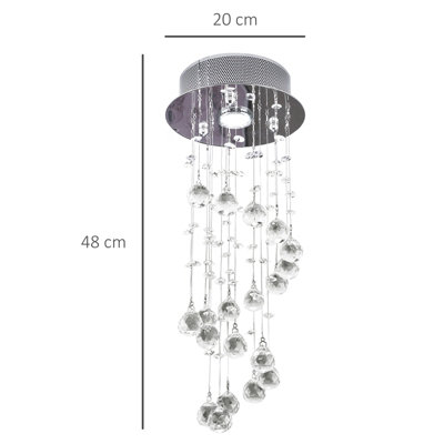 HOMCOM Metal Crystal Ceiling Light Chandelier Elegant Pendant Lamp