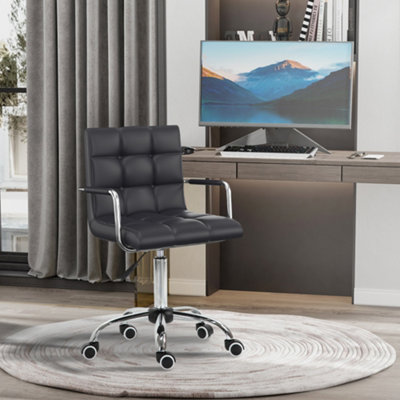 HOMCOM Mid Back Home Office Chair Swivel Computer Chair with Armrests, Black