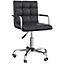 HOMCOM Mid Back PU Leather Home Office Desk Chair Swivel Computer Salon Stool with Arm, Wheels, Height Adjustable, Black