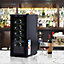 HOMCOM Mini Frige Thermoelectric Cooler Wine Display LED Light 12 Bottles