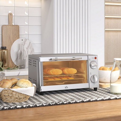 HOMCOM Mini Oven 9L Countertop Electric Grill w Temp Timer Control 750W Silver DIY at B Q