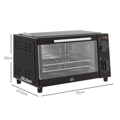 HOMCOM Mini Oven 9L Countertop Toaster Oven with Timer Control 750W Black