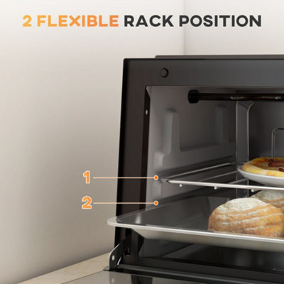 HOMCOM Mini Oven 9L Countertop Toaster Oven with Timer Control 750W Black