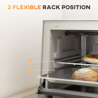 HOMCOM Mini Oven 9L Countertop Toaster Oven with Timer Control 750W Cream