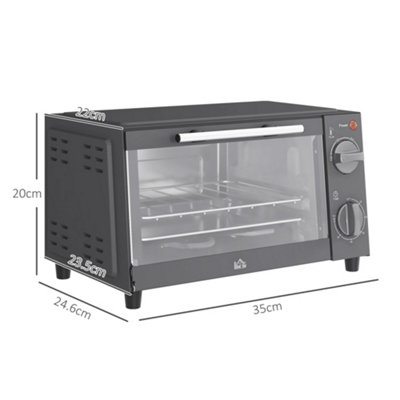 HOMCOM Mini Oven 9L Countertop Toaster Oven with Timer Control 750W Grey