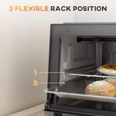 HOMCOM Mini Oven 9L Countertop Toaster Oven with Timer Control 750W Grey